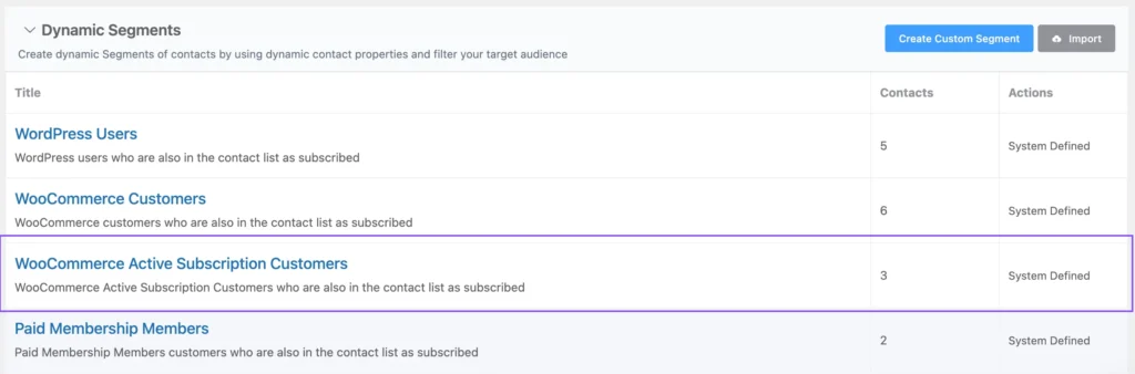 Woo Active Subscription Segment Issue: Fixed